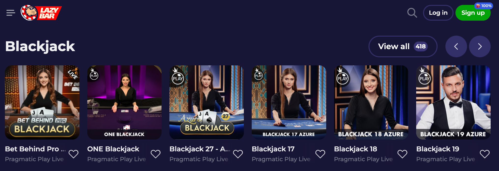 Blackjack Lazybar Live Casino 